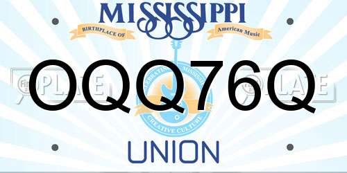 OQQ76Q Mississippi License Plate