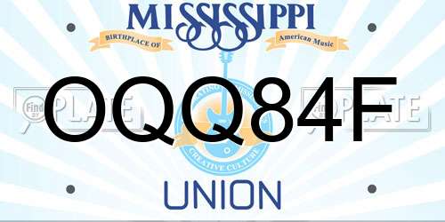 OQQ84F Mississippi License Plate