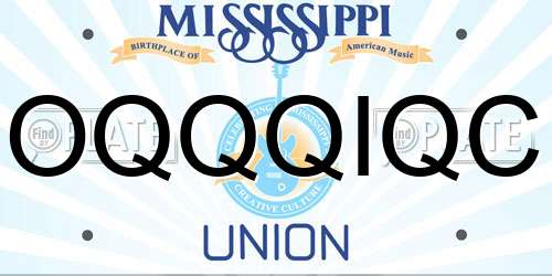 OQQQIQC Mississippi License Plate