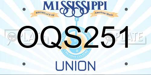 OQS251 Mississippi License Plate