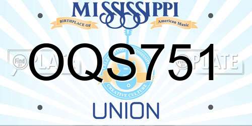 OQS751 Mississippi License Plate