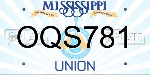 OQS781 Mississippi License Plate