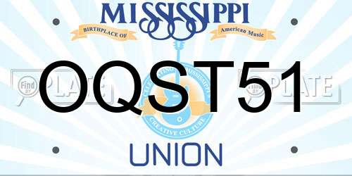 OQST51 Mississippi License Plate