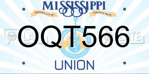 OQT566 Mississippi License Plate