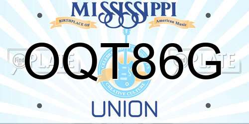 OQT86G Mississippi License Plate
