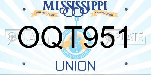 OQT951 Mississippi License Plate
