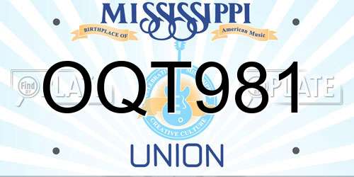 OQT981 Mississippi License Plate