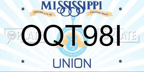 OQT98I Mississippi License Plate
