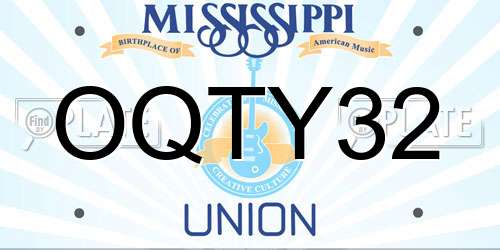 OQTY32 Mississippi License Plate