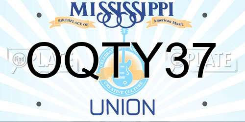 OQTY37 Mississippi License Plate