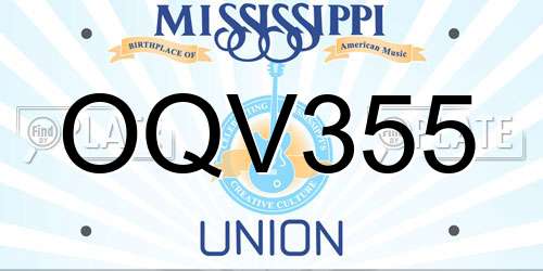 OQV355 Mississippi License Plate