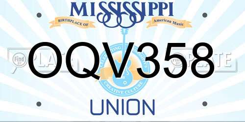 OQV358 Mississippi License Plate