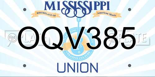 OQV385 Mississippi License Plate
