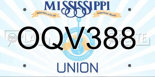 OQV388 Mississippi License Plate
