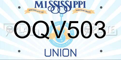 OQV503 Mississippi License Plate