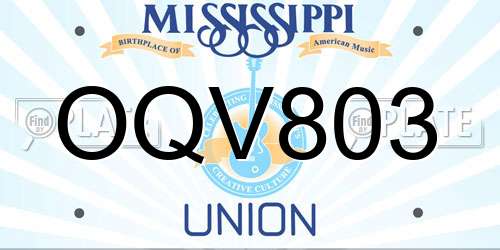 OQV803 Mississippi License Plate