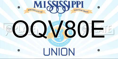 OQV80E Mississippi License Plate