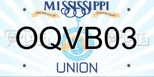 OQVB03 Mississippi License Plate