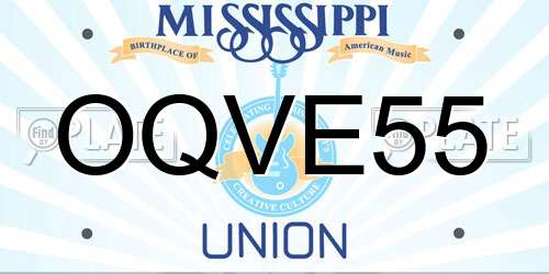 OQVE55 Mississippi License Plate