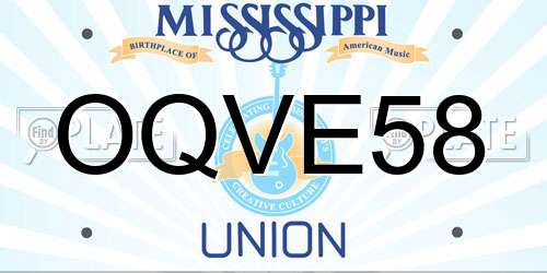 OQVE58 Mississippi License Plate