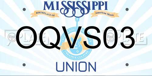 OQVS03 Mississippi License Plate