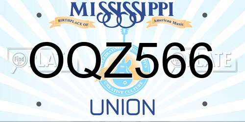 OQZ566 Mississippi License Plate