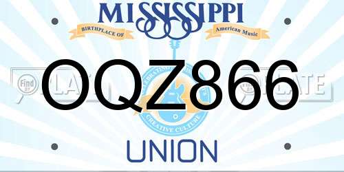 OQZ866 Mississippi License Plate