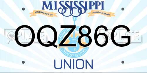 OQZ86G Mississippi License Plate