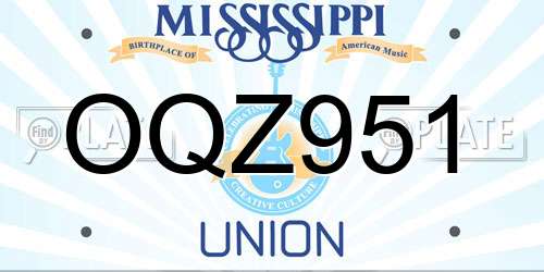 OQZ951 Mississippi License Plate