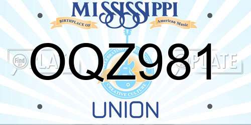 OQZ981 Mississippi License Plate