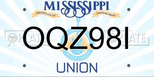 OQZ98I Mississippi License Plate