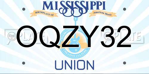 OQZY32 Mississippi License Plate