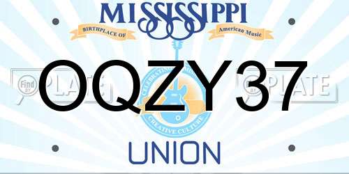 OQZY37 Mississippi License Plate