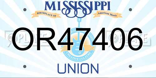OR47406 Mississippi License Plate