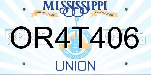 OR4T406 Mississippi License Plate