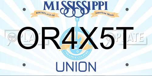 OR4X5T Mississippi License Plate