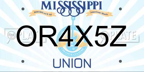 OR4X5Z Mississippi License Plate