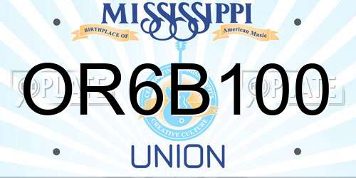 OR6B100 Mississippi License Plate