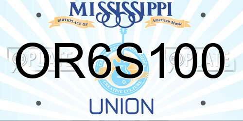 OR6S100 Mississippi License Plate