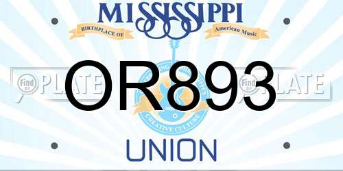 OR893 Mississippi License Plate