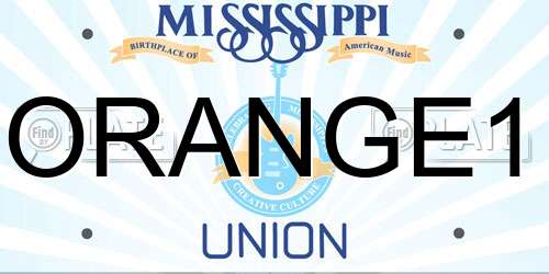 ORANGE1 Mississippi License Plate