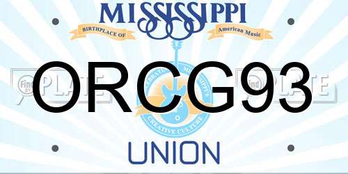 ORCG93 Mississippi License Plate