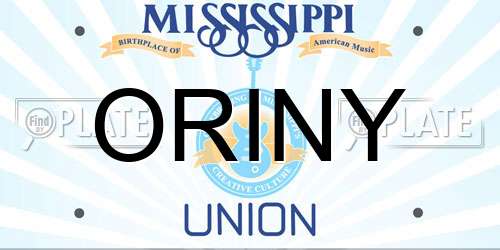 ORINY Mississippi License Plate