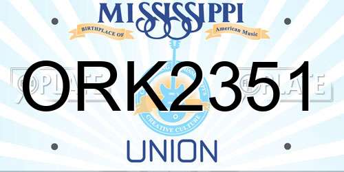 ORK2351 Mississippi License Plate