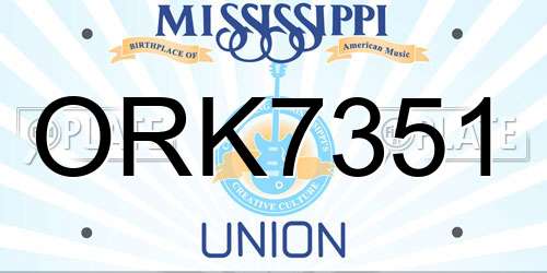 ORK7351 Mississippi License Plate