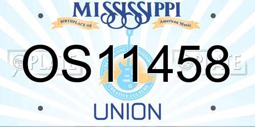 OS11458 Mississippi License Plate
