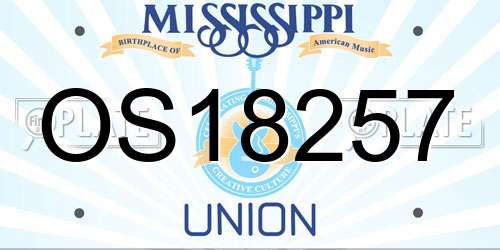 OS18257 Mississippi License Plate