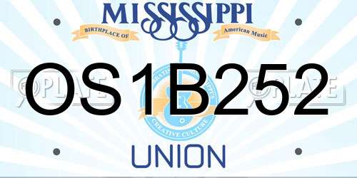 OS1B252 Mississippi License Plate