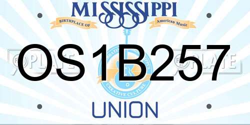 OS1B257 Mississippi License Plate