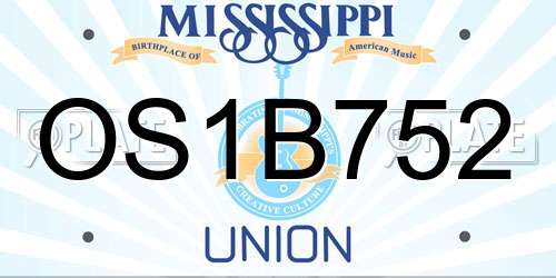 OS1B752 Mississippi License Plate